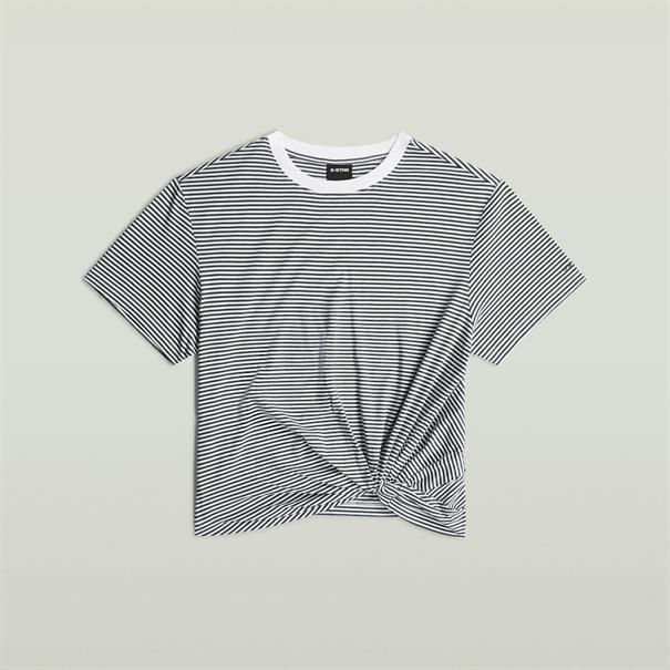 Stripe relaxed knot r t wmn white-petrol stripe