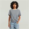 Stripe relaxed knot r t wmn white-petrol stripe