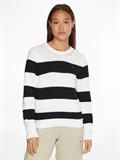 STRIPED BUTTON C-NK SWEATER rugby stp horizontal - d sky ecru