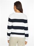 STRIPED BUTTON C-NK SWEATER rugby stp horizontal - d sky ecru
