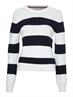 STRIPED BUTTON C-NK SWEATER rugby stp horizontal - d sky ecru
