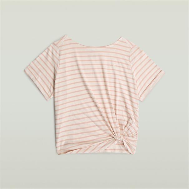 Striped knot r t wmn lt chalk-liquid pink stripe