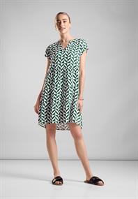 Struktur Kleid mit Print cool vintage green