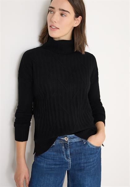 Struktur Rollkragenpullover black