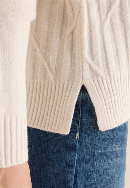 Struktur Rollkragenpullover light greige