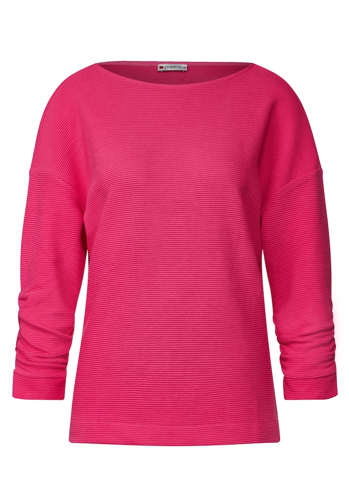 Street One Damen Longsleeve Struktur Shirt berry rose bequem online kaufen  bei