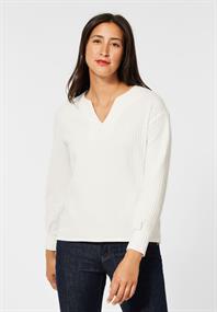 Struktur Shirt in Langarm off white
