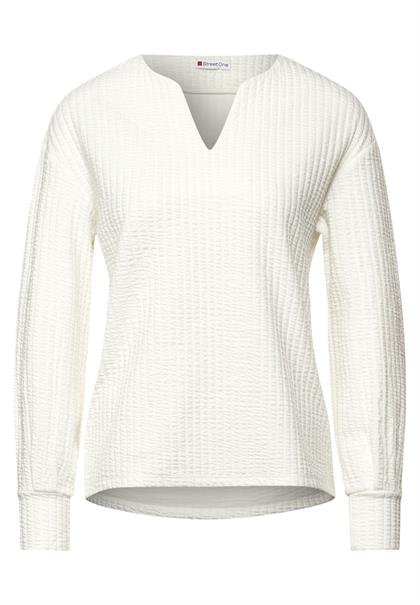 Struktur Shirt in Langarm off white