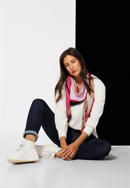 Struktur Shirt in Langarm off white