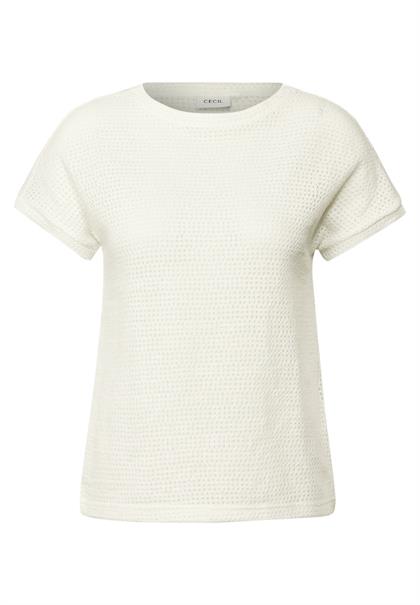 Struktur-T-Shirt vanilla white