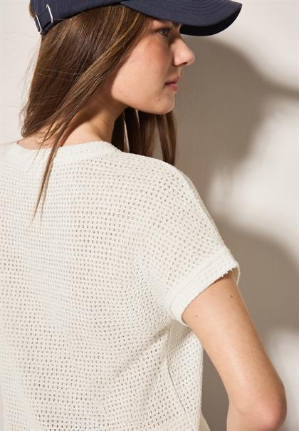 Struktur-T-Shirt vanilla white