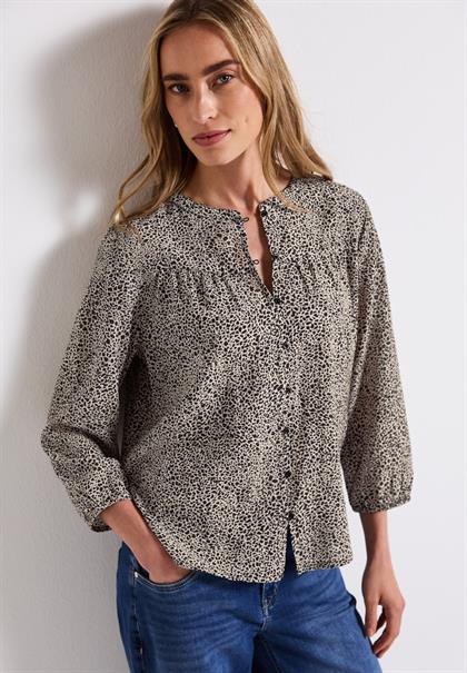 Strukturbluse mit Leo-Muster cotton cream