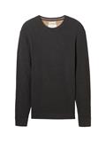 Strukturierter Rundhalspullover black grey melange