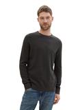 Strukturierter Rundhalspullover black grey melange