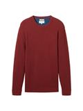 Strukturierter Rundhalspullover burgundy dark red melange