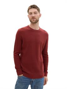 Strukturierter Rundhalspullover burgundy dark red melange