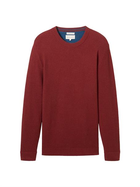 Strukturierter Rundhalspullover burgundy dark red melange