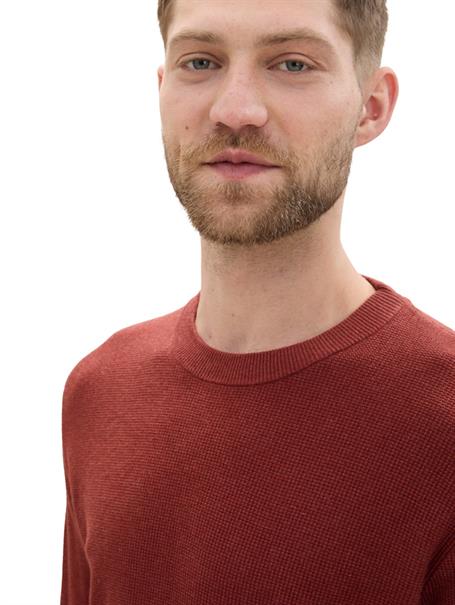 Strukturierter Rundhalspullover burgundy dark red melange