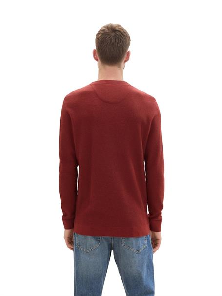 Strukturierter Rundhalspullover burgundy dark red melange