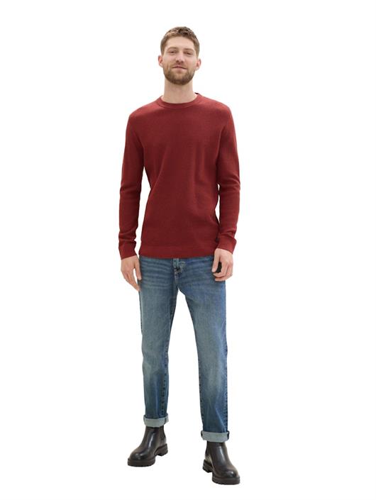 strukturierter-rundhalspullover-burgundy-dark-red-melange