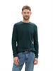Strukturierter Rundhalspullover dark tree green melange