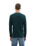 Strukturierter Rundhalspullover dark tree green melange