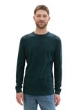 Strukturierter Rundhalspullover dark tree green melange