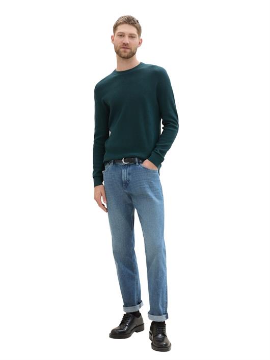strukturierter-rundhalspullover-dark-tree-green-melange