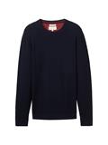 Strukturierter Rundhalspullover knitted navy melange
