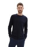 Strukturierter Rundhalspullover knitted navy melange