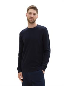 Strukturierter Rundhalspullover knitted navy melange