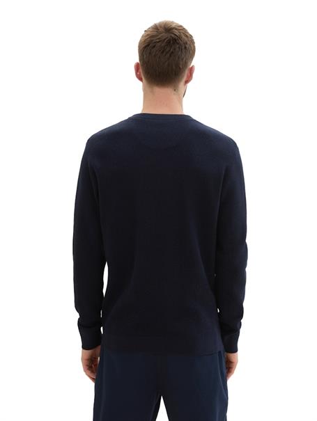 Strukturierter Rundhalspullover knitted navy melange