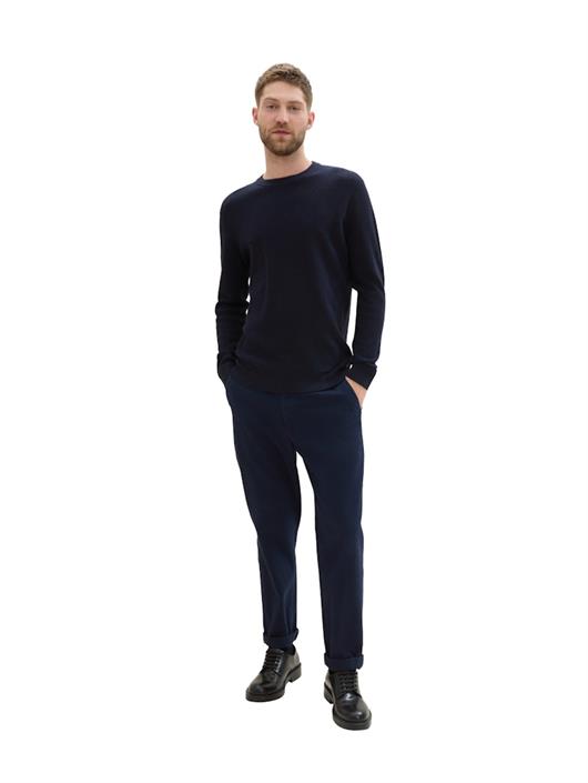 strukturierter-rundhalspullover-knitted-navy-melange