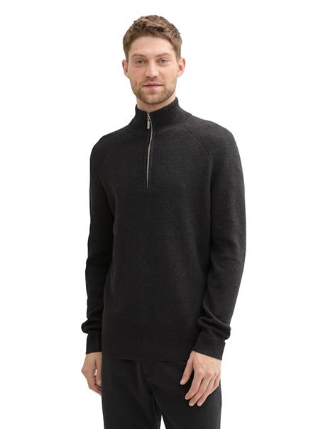 Strukturierter Strick Troyer black grey melange