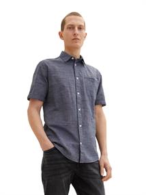 Strukturiertes Kurzarmhemd navy white fil a fil dobby