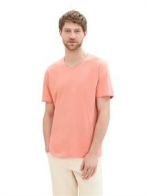 Strukturiertes T-Shirt mit V-Ausschnitt hazy coral rose