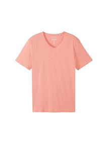 Strukturiertes T-Shirt mit V-Ausschnitt hazy coral rose