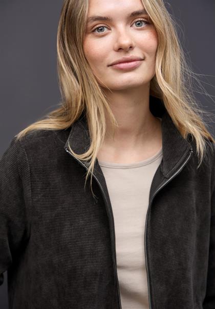 Strukturjacke mit Zipper darkest brown