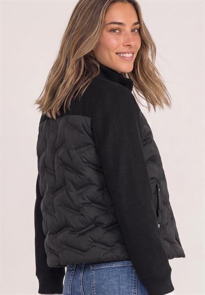 Strukturmix Jacke mit geklebter Steppung black