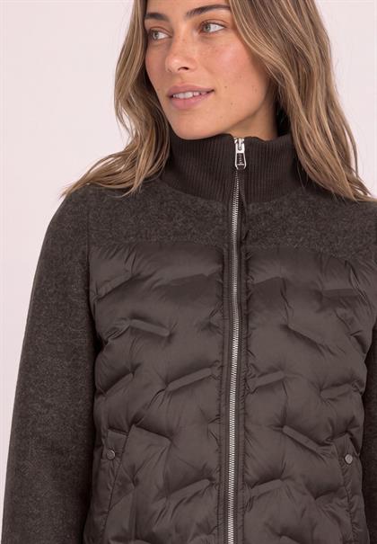 Strukturmix Jacke mit Steppmuster auburn brown