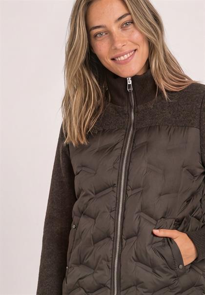 Strukturmix Jacke mit Steppmuster auburn brown