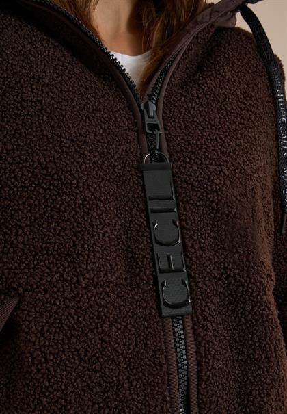 Strukturmix Teddy-Mantel mit Kapuze chocolate sauce brown