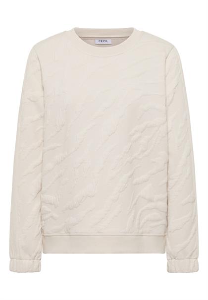 Strukturmuster Sweatshirt light beige