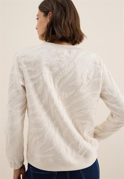 Strukturmuster Sweatshirt light beige
