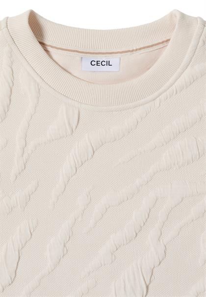 Strukturmuster Sweatshirt light beige