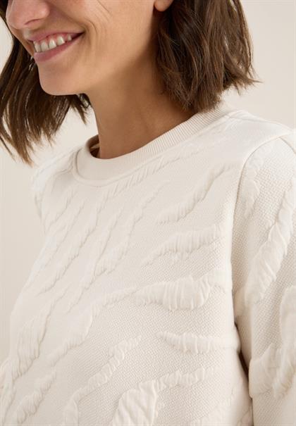 Strukturmuster Sweatshirt light beige