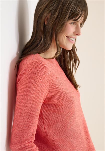 Strukturpullover cherry tomato orange melange