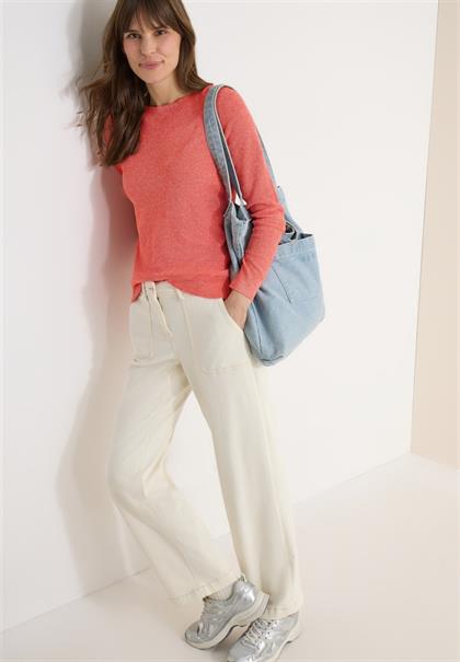 Strukturpullover cherry tomato orange melange