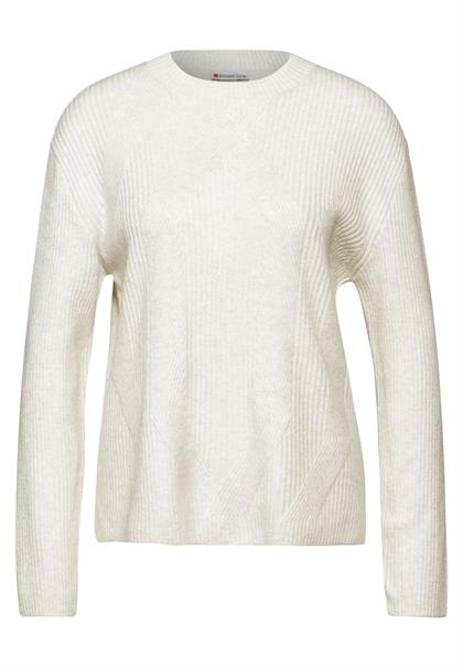 Strukturpullover cream white melange