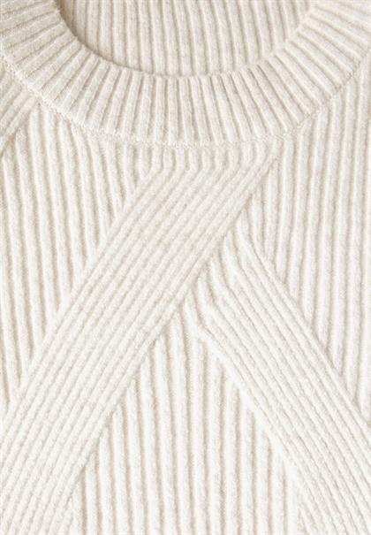 Strukturpullover cream white melange